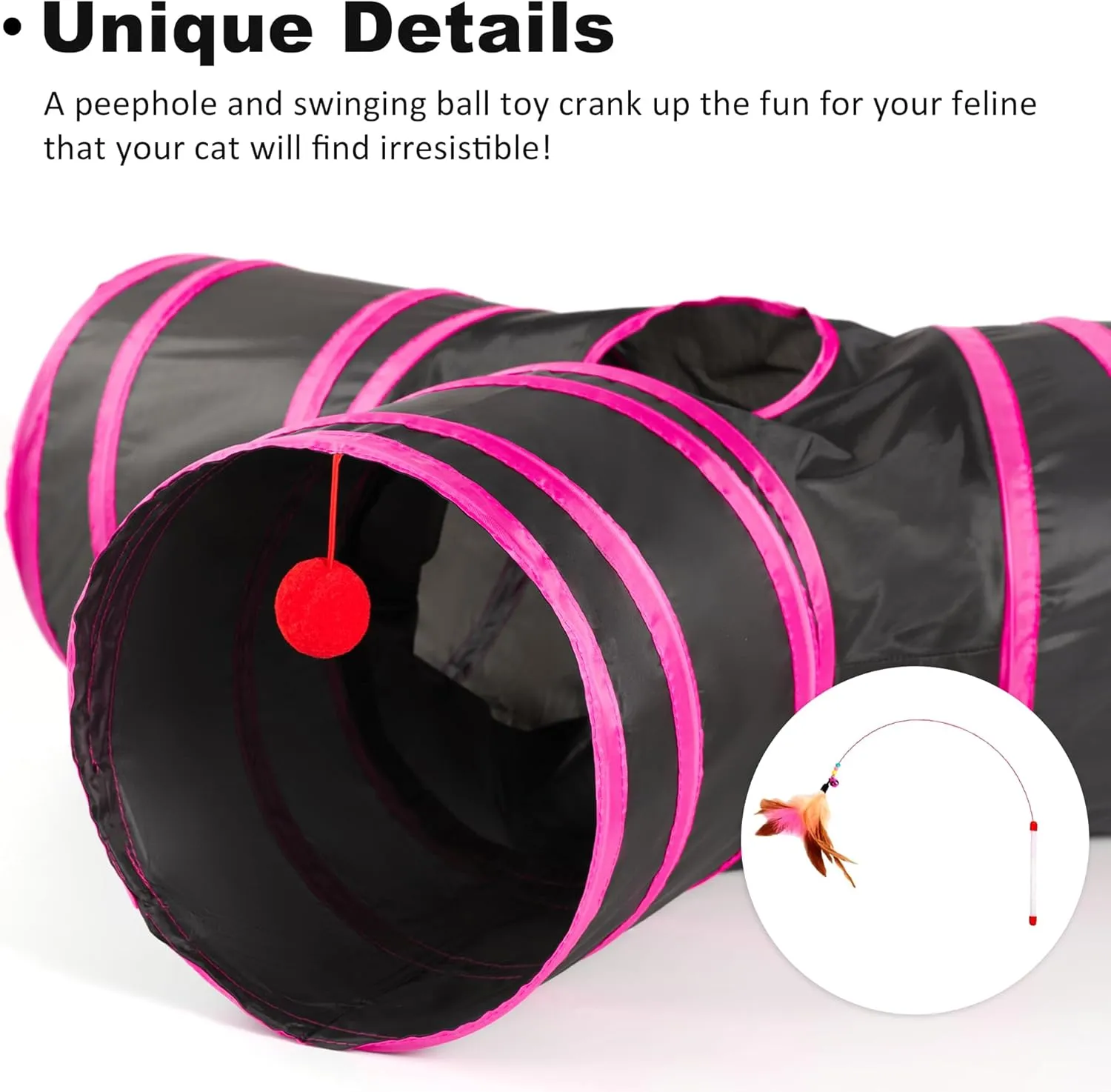 Love's Cabin 3 Way Collapsible Cat Tunnels for Indoor Play - Boredom Buster with Peek Hole Toy Ball for Cats, Kittens, Rabbits, Puppies