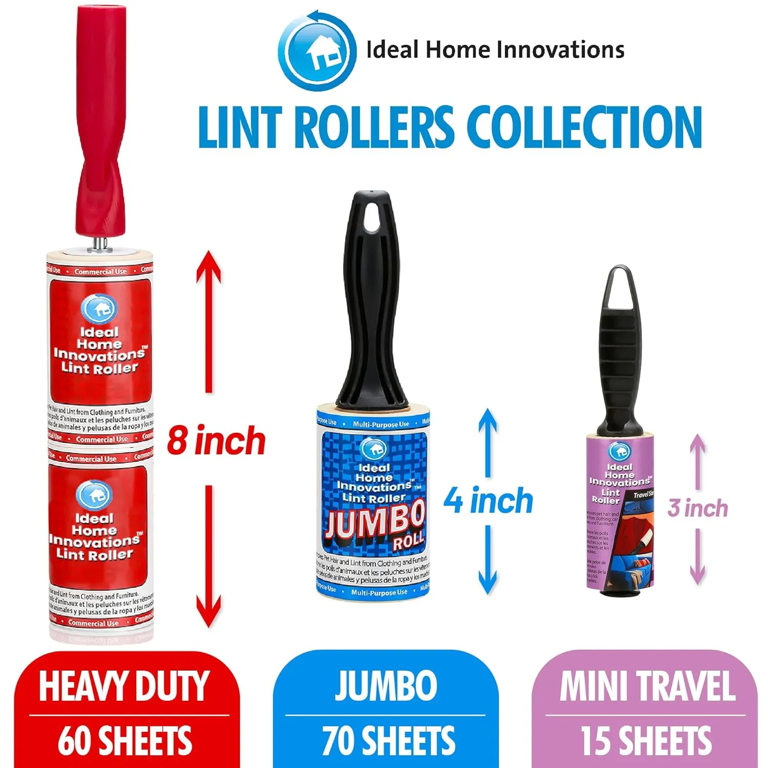 Mini Lint Rollers for Quick Cleanup  Extra Sticky Pet Hair Remover for Clothes, Carpet, Furniture & Car - Dog/Cat Hair Lint Remover -24 Rolls, 360 Sheets - Easy Peel, Everyday Essentials, Made in USA