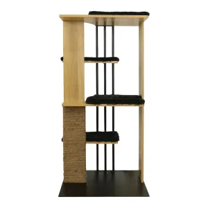 Modern Cat Tree with Scratching Post LED Lighting Perch Platforms