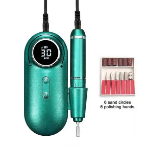 Nail dryers rechargeable nail drill machine 30000rpm file accesorios equipment|electric manicure drills green
