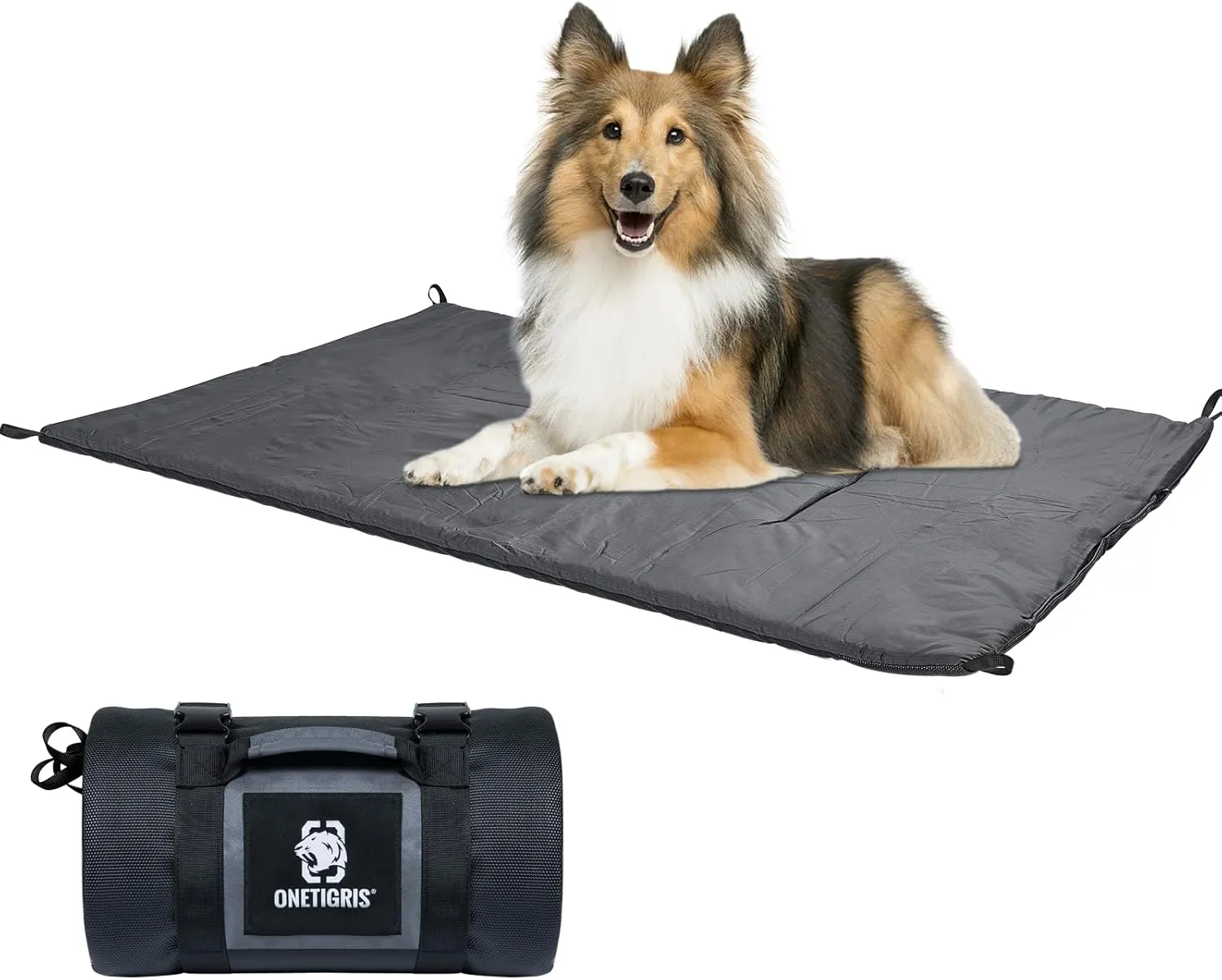 OneTigris Travel Dog Bed - Portable Waterproof Anti-Slip Dog Camping Outdoor Indoor Bed Mat Cushioned Plush Warm Puppy Mattresses