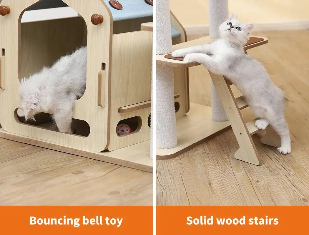 PaWz Cat Tree Tower with Wood House 168cm