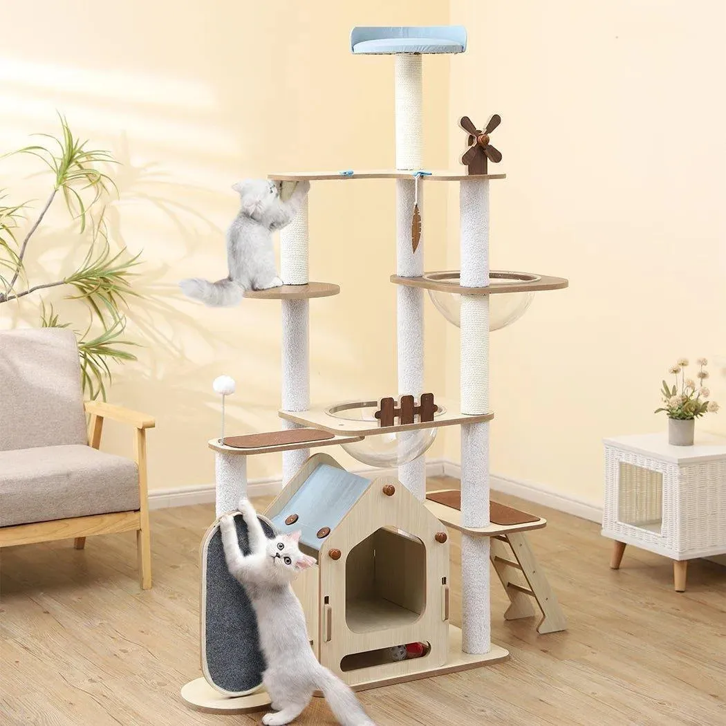 PaWz Cat Tree Tower with Wood House 168cm