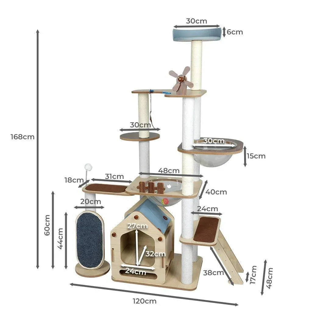 PaWz Cat Tree Tower with Wood House 168cm