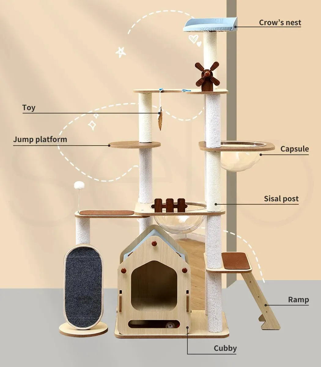 PaWz Cat Tree Tower with Wood House 168cm