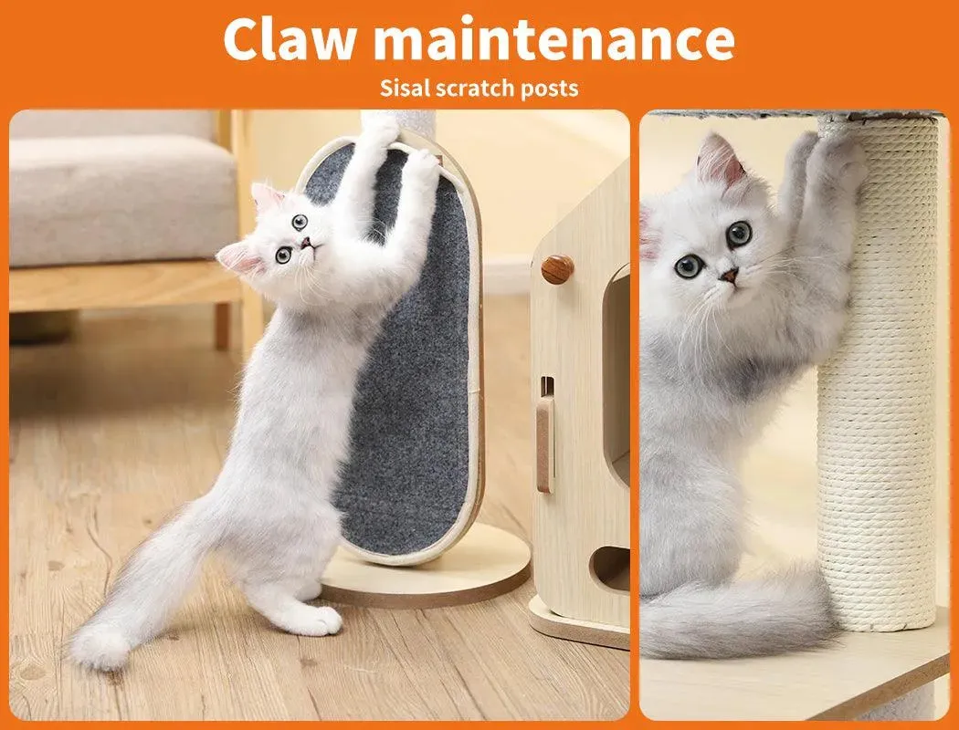 PaWz Cat Tree Tower with Wood House 168cm