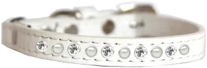 Pearl And Clear Jewel Cat Safety Collar White Size 14