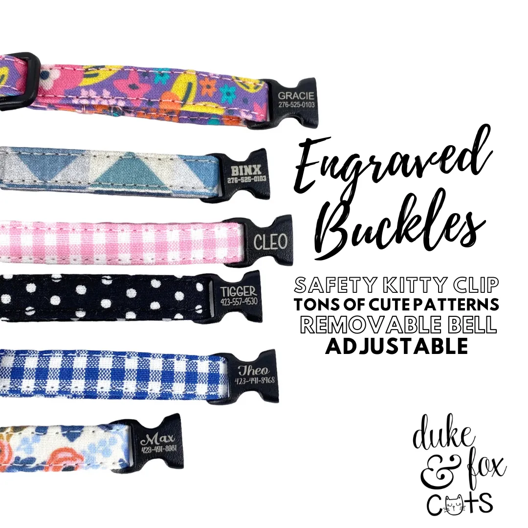 Personalized Cat Collar | Purple Floral Cat Collar | Duke & Fox®