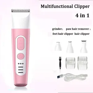 Pet nail tools pet hair clipper nail grinder feet paw hair remover care for dogs cats trimmer machine pink