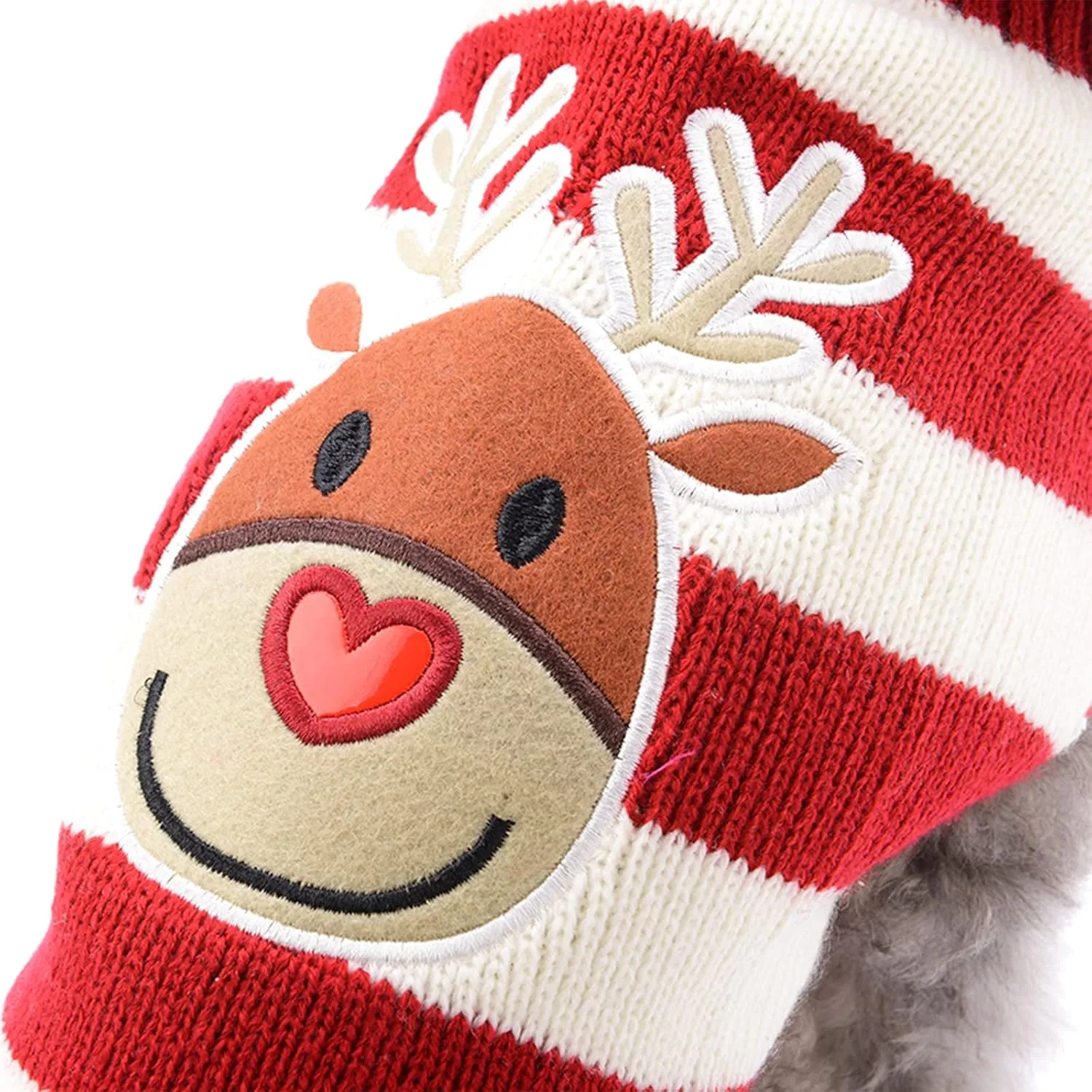 PETCARE Reindeer Christmas Dog Sweater Red Striped Cat Sweater Cartoon Elk Pet Vest Holiday Dog Clothes Puppy Sweaters for Small Medium Large Dogs Cats Fall Winter Outfits Xmas Dog Costume,XX-Large