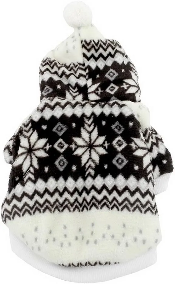 Ranphy Small Dog Hooded Sweater Snowflake Dog Coat Fleece Lined Hoodie Winter Jacket for Cats Puppy Outfit Dog Apparel Christmas Costume Brown S