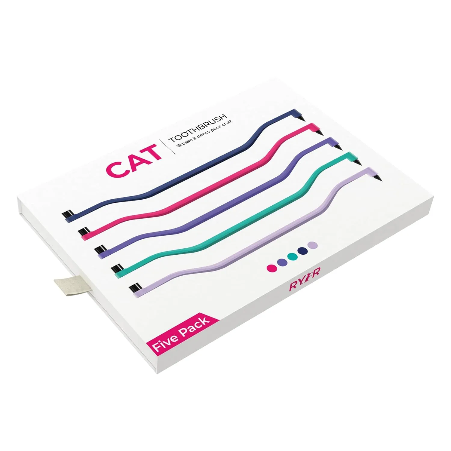 RYERCAT Set of 5 Premium Dual-Sided Cat Toothbrushes - Toothbrushes with Micro Head Perfect for Kittens and Cats - Essential Cat Dental Care Supplies