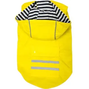 Slicker Dog Raincoat with Striped Lining in Yellow