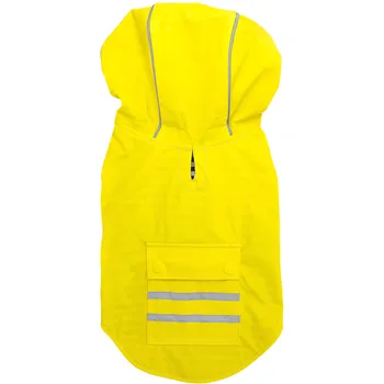 Slicker Dog Raincoat with Striped Lining in Yellow