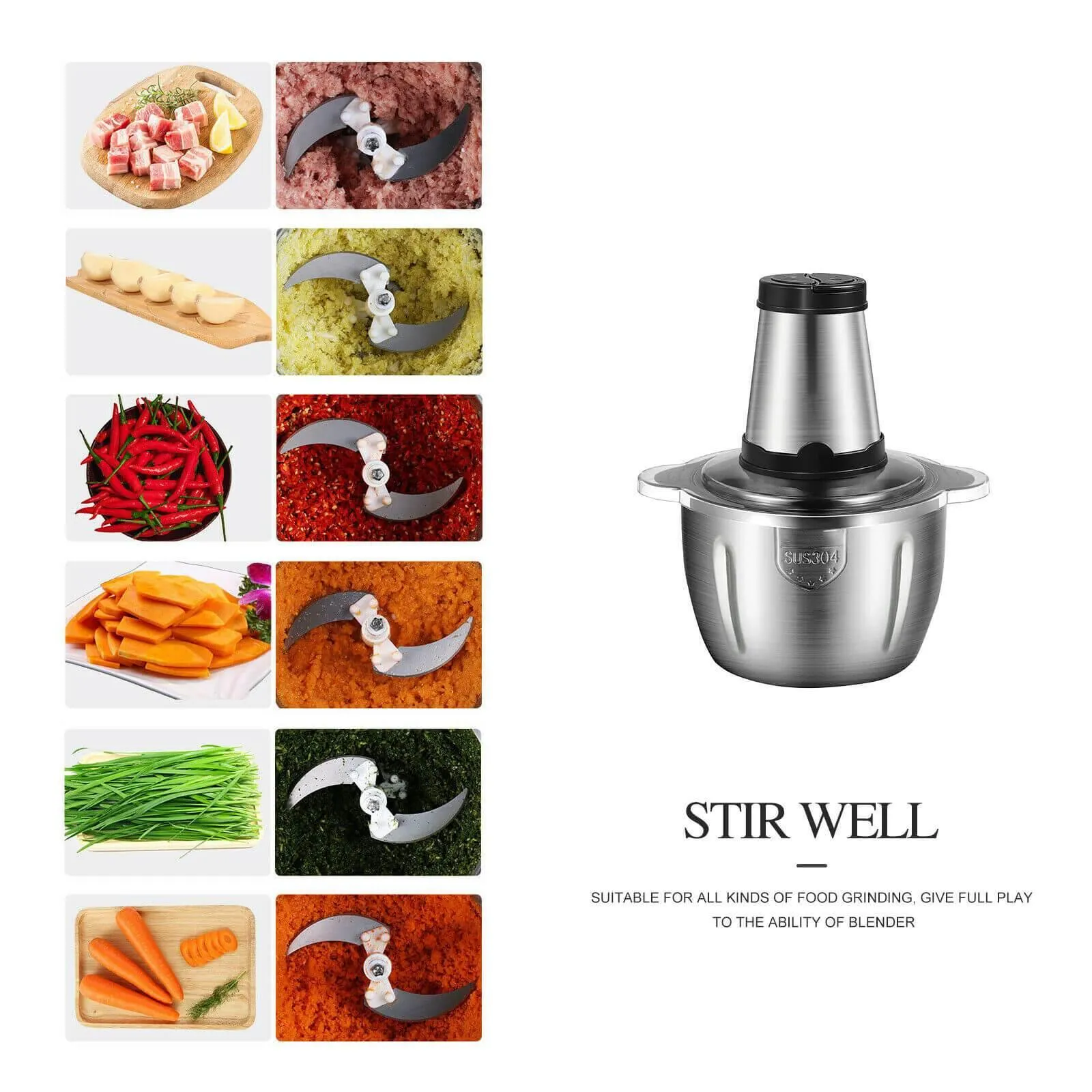 Stainless Steel Electric Meat Grinder Vegetable Cutter Maker