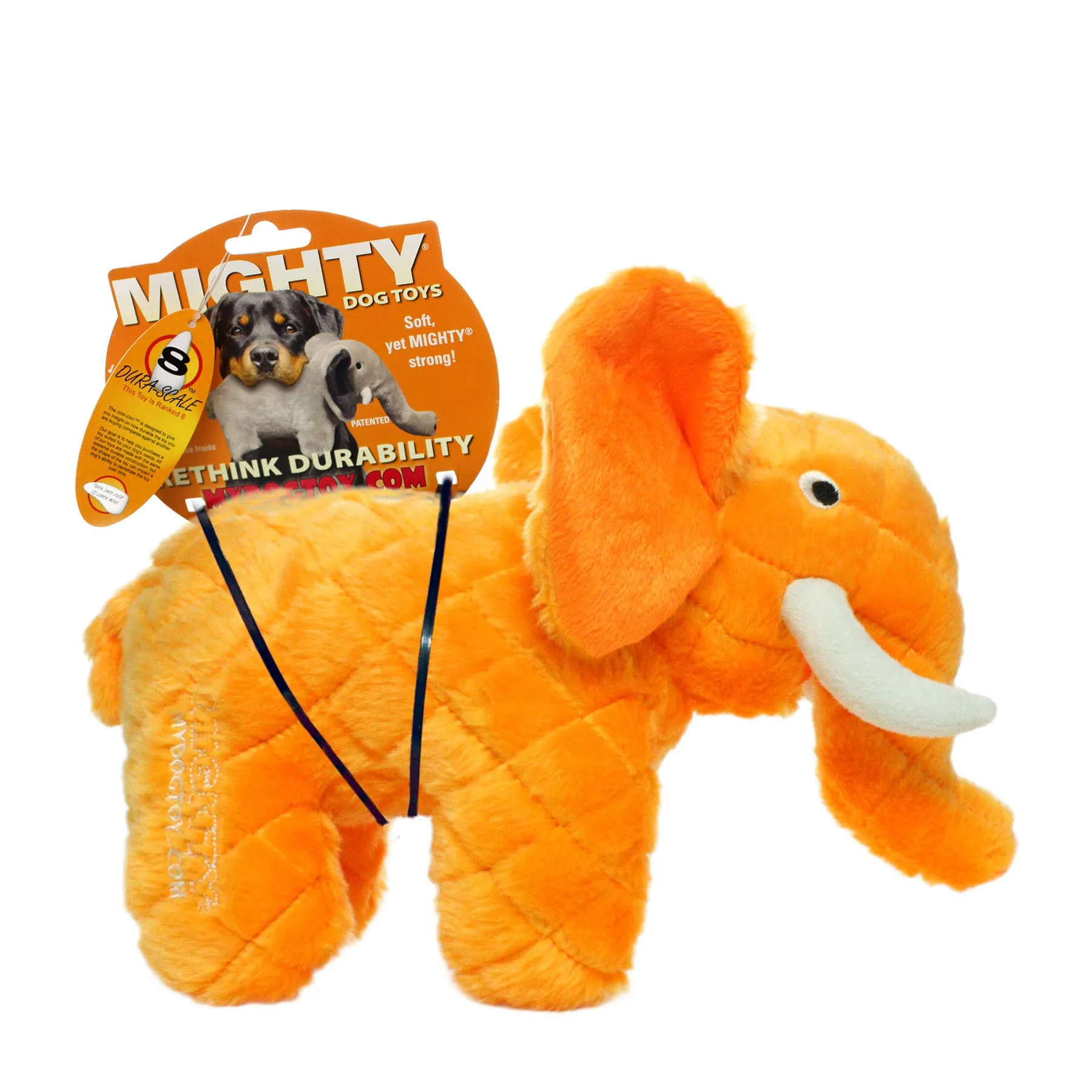 Tuffy Dog Toys - VIP Products - Mighty Safari Elephant - Orange, Plush, Squeaky Dog Toy
