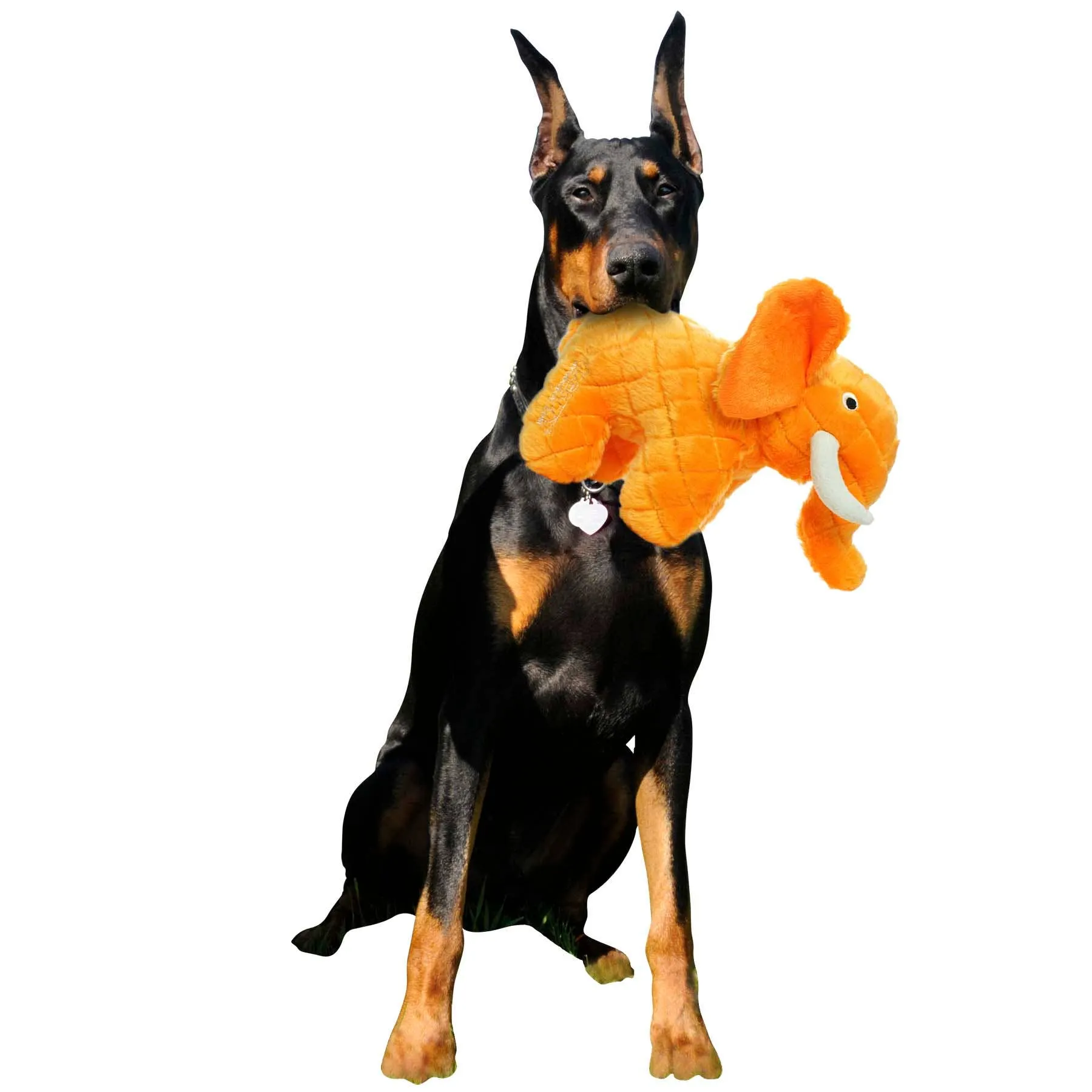 Tuffy Dog Toys - VIP Products - Mighty Safari Elephant - Orange, Plush, Squeaky Dog Toy