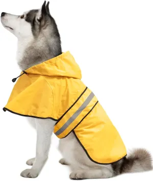 Weesiber Dog Raincoat, Adjustable Waterproof Dog Rain Jacket Poncho with Reflective Strip and Leash Hole, Lightweight Pet Rain Coat for Small to X-Large Doggos (XL, Yellow)