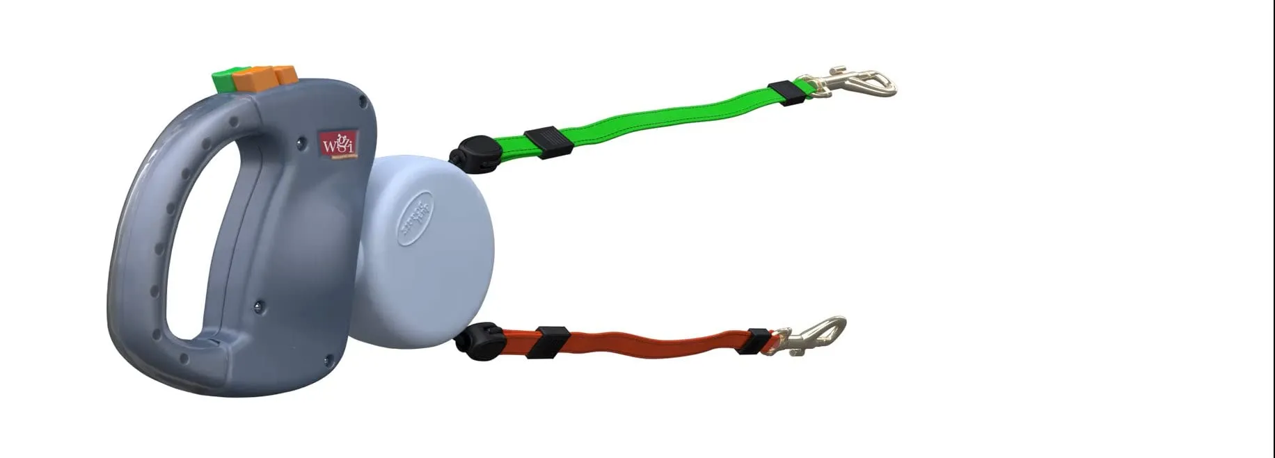 Wigzi Dual-Dog Walking Retractable Untangle Gel Grip Handle Dog Leash - Small/Medium - Up to 10 Feet