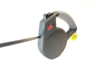 Wigzi Gel Handle Gripped Tape Retractable Nylon Dog Leash - Black - Small - Up to 16 Feet
