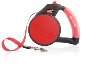 Wigzi Gel Handle Gripped Tape Retractable Nylon Dog Leash - Red - Small - Up to 16 Feet