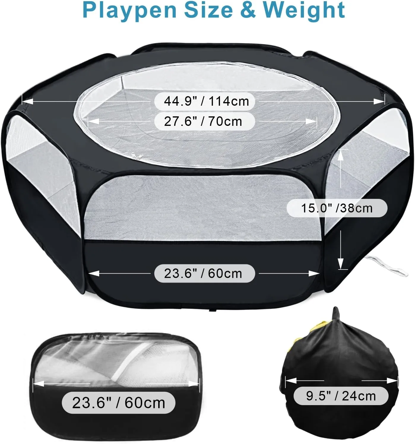 XIRGS Small Animal Playpen, Pet Playpen for Cat/Rabbit/Hamster/Guinea Pig/Bunny/Ferret/Kitten Toys Chick Brooder Box Cage Tent Pop Up Play Pen with Cover, Portable Play Yard Indoor Outdoor Waterproof
