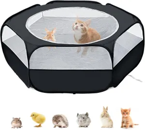 XIRGS Small Animal Playpen, Pet Playpen for Cat/Rabbit/Hamster/Guinea Pig/Bunny/Ferret/Kitten Toys Chick Brooder Box Cage Tent Pop Up Play Pen with Cover, Portable Play Yard Indoor Outdoor Waterproof